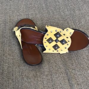 Robert Clergerie Mustard Yellow Studded Sandal